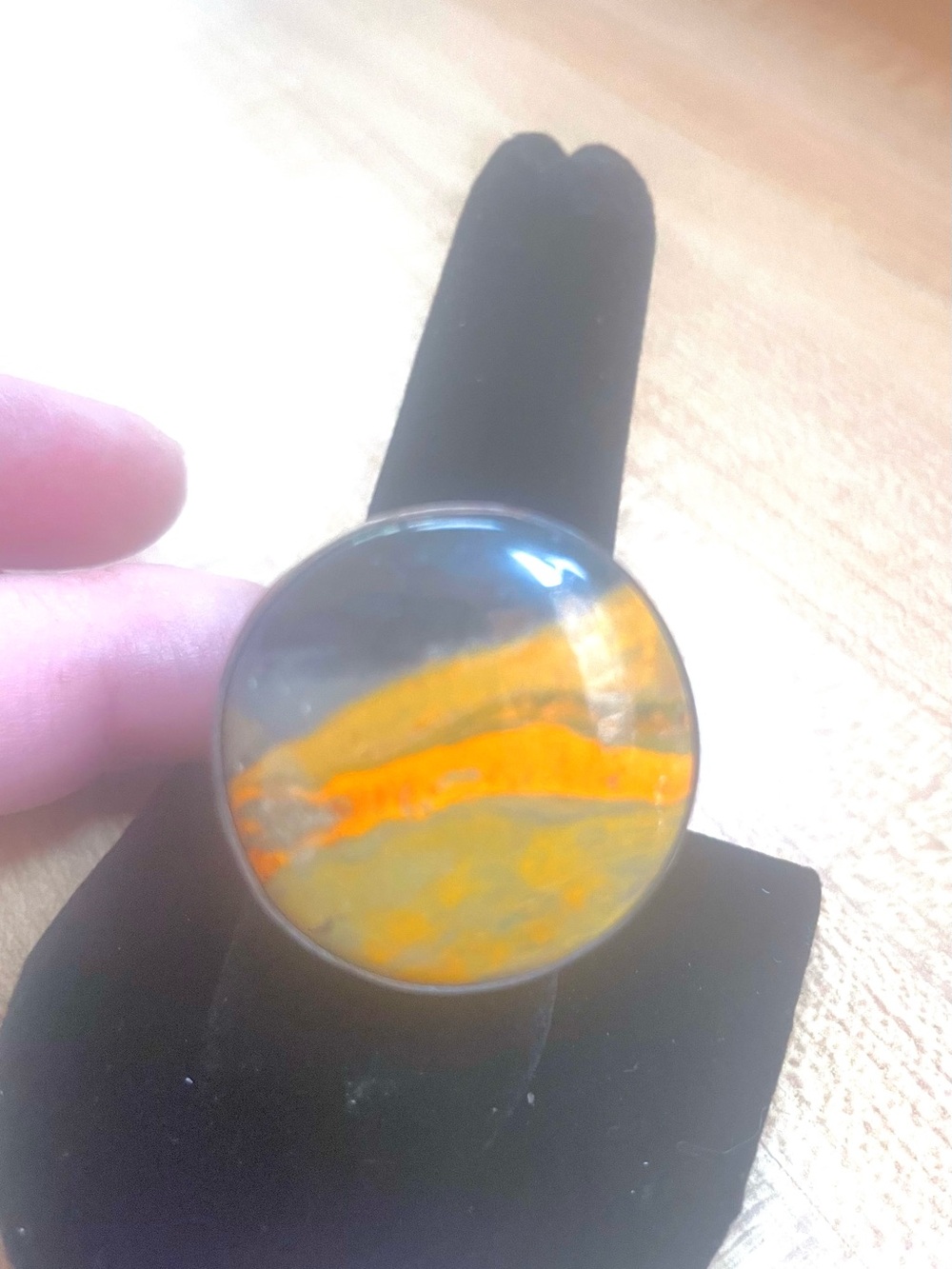 Gorgeous Southwestern Round Premium Bumblebee 🐝 Jasper and 925 Silver Ring